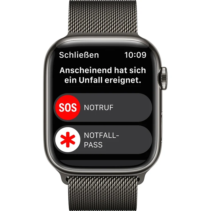 Apple Watch Series 8 Smartwatch GPS + Cellular, 45mm, Edelstahgehäuse Graphit, Milanaise-Armband Graphit (MNKX3FD/A) – Bild 6