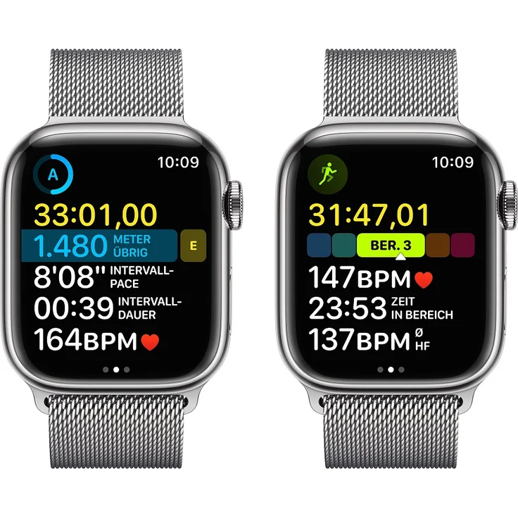 Apple Watch Series 8 Smartwatch GPS + Cellular, 41mm, Edelstahgehäuse Silber, Milanaise-Armband Silber (MNJ83FD/A) – Bild 7