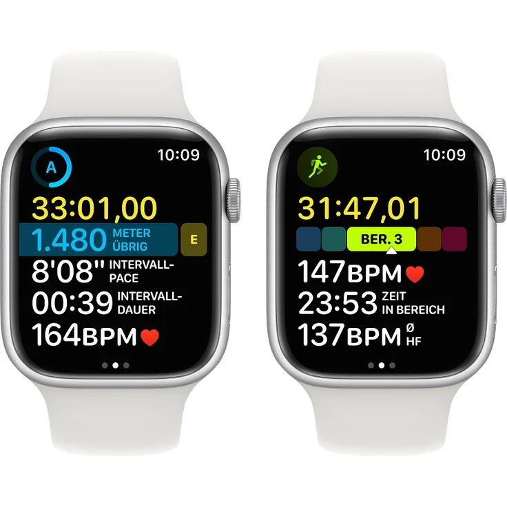 Apple Watch Series 8 Smartwatch GPS, 45mm, Aluminiumgehäuse Silber, Sportarmband Weiß (MP6N3FD/A) – Bild 7