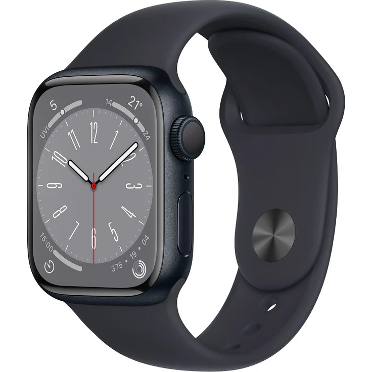 Apple Watch Series 8 Smartwatch GPS, 41mm, Aluminiumgehäuse Mitternacht, Sportarmband Mitternacht (MNP53FD/A) – Bild 1