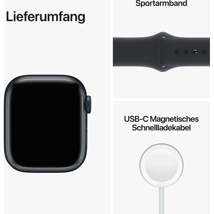 Apple Watch Series 8 Smartwatch GPS, 41mm, Aluminiumgehäuse Mitternacht, Sportarmband Mitternacht (MNP53FD/A) – Bild 9