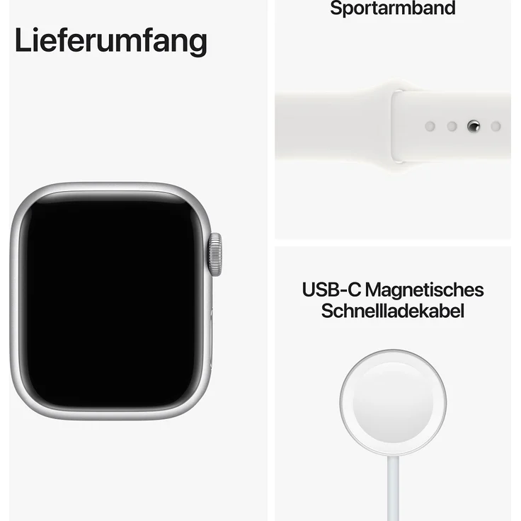 Apple Watch Series 8 Smartwatch GPS, 41mm, Aluminiumgehäuse Silber, Sportarmband Weiß (MP6K3FD/A) – Bild 9