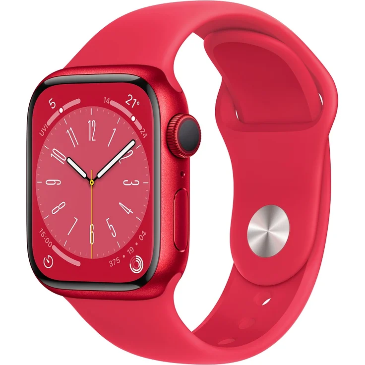 Apple Watch Series 8 Smartwatch GPS, 41mm, Aluminiumgehäuse (PRODUCT)RED, Sportarmband (PRODUCT)RED (MNP73FD/A) – Bild 1