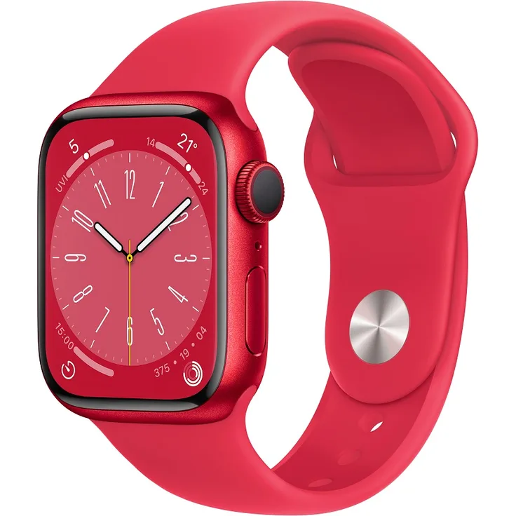 Apple Watch Series 8 Smartwatch GPS, 41mm, Aluminiumgehäuse (PRODUCT)RED, Sportarmband (PRODUCT)RED (MNP73FD/A)