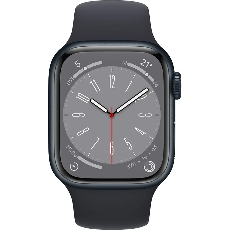 Apple Watch Series 8 Smartwatch GPS, 41mm, Aluminiumgehäuse Mitternacht, Sportarmband Mitternacht (MNP53FD/A) – Bild 2