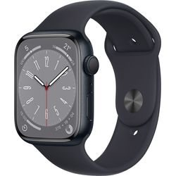 Image for Apple Watch Series 8 Smartwatch GPS, 45mm, Aluminiumgehäuse Mitternacht, Sportarmband Mitternacht (MNP13FD/A)