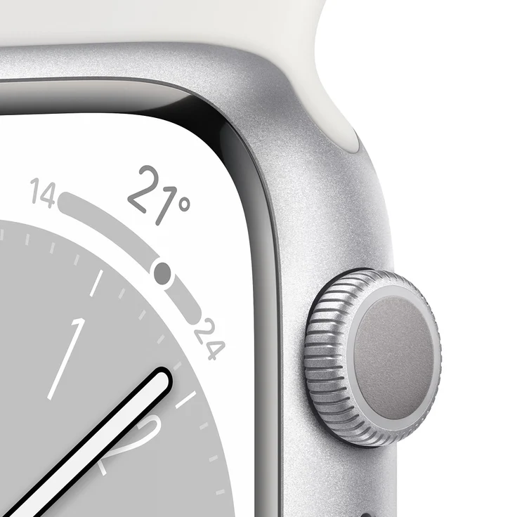 Apple Watch Series 8 Smartwatch GPS, 45mm, Aluminiumgehäuse Silber, Sportarmband Weiß (MP6N3FD/A) – Bild 3