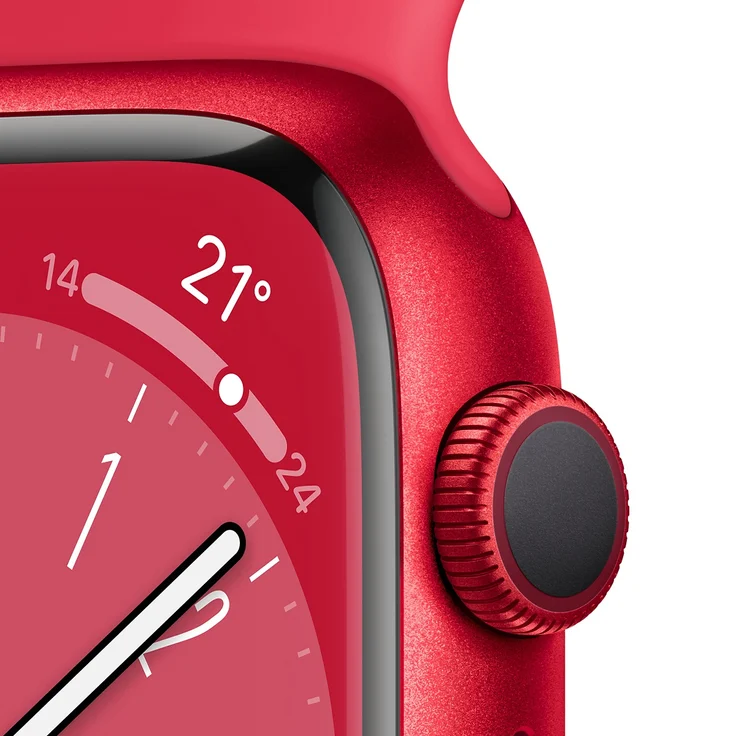 Apple Watch Series 8 Smartwatch GPS, 41mm, Aluminiumgehäuse (PRODUCT)RED, Sportarmband (PRODUCT)RED (MNP73FD/A) – Bild 3