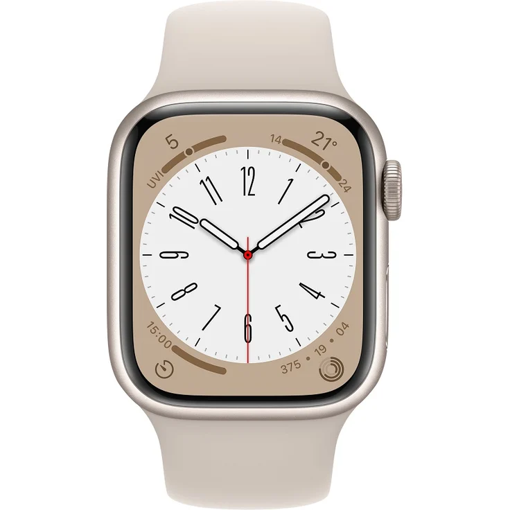 Apple Watch Series 8 Smartwatch GPS, 41mm, Aluminiumgehäuse Polarstern, Sportarmband Polarstern (MNP63FD/A) – Bild 2