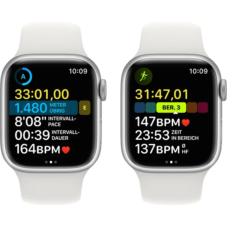 Apple Watch Series 8 Smartwatch GPS, 41mm, Aluminiumgehäuse Silber, Sportarmband Weiß (MP6K3FD/A) – Bild 7