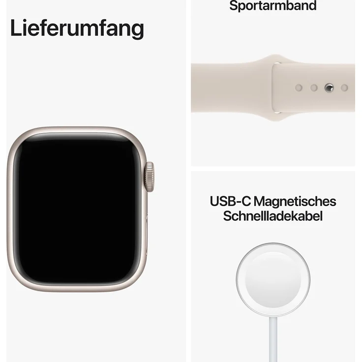 Apple Watch Series 8 Smartwatch GPS, 41mm, Aluminiumgehäuse Polarstern, Sportarmband Polarstern (MNP63FD/A) – Bild 9