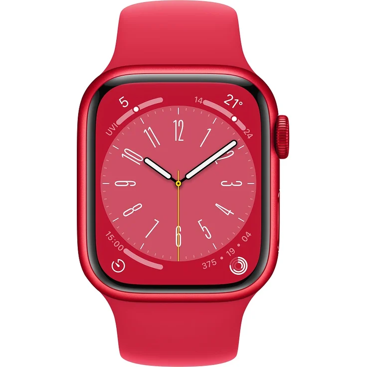Apple Watch Series 8 Smartwatch GPS, 41mm, Aluminiumgehäuse (PRODUCT)RED, Sportarmband (PRODUCT)RED (MNP73FD/A) – Bild 2