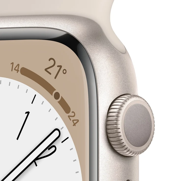 Apple Watch Series 8 Smartwatch GPS, 41mm, Aluminiumgehäuse Polarstern, Sportarmband Polarstern (MNP63FD/A) – Bild 3