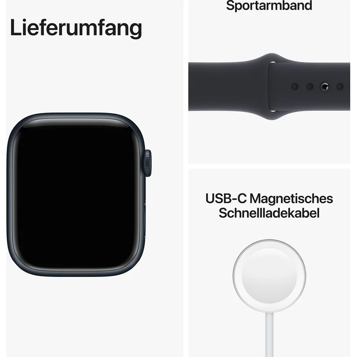 Apple Watch Series 8 Smartwatch GPS, 45mm, Aluminiumgehäuse Mitternacht, Sportarmband Mitternacht (MNP13FD/A) – Bild 9