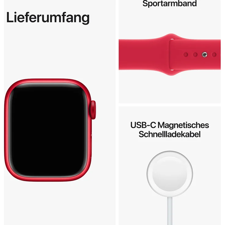 Apple Watch Series 8 Smartwatch GPS, 41mm, Aluminiumgehäuse (PRODUCT)RED, Sportarmband (PRODUCT)RED (MNP73FD/A) – Bild 9