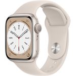 Apple Watch Series 8 Smartwatch GPS, 41mm, Aluminiumgehäuse Polarstern, Sportarmband Polarstern (MNP63FD/A)