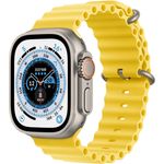 Apple Watch Ultra Smartwatch GPS + Cellular, 49mm, Titangehäuse, Ocean Armband Gelb (MNHG3FD/A)