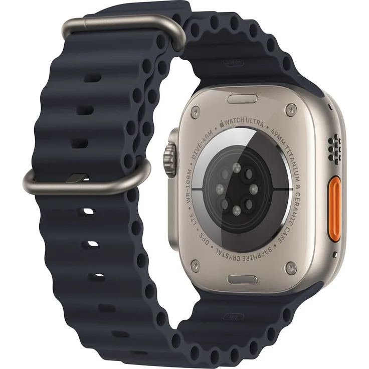 Apple Watch Ultra Smartwatch GPS + Cellular, 49mm, Titangehäuse, Ocean Armband Mitternacht (MQFK3FD/A) – Bild 3