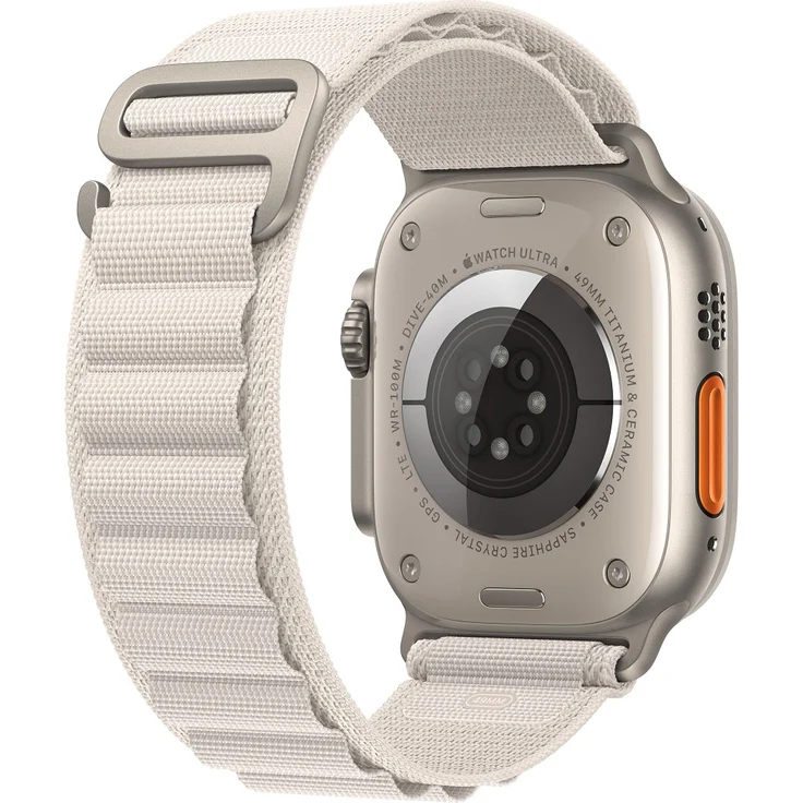 Apple Watch Ultra Smartwatch GPS + Cellular, 49mm, Titangehäuse, Alpine Loop Polarstern - Small (MQFQ3FD/A) – Bild 3