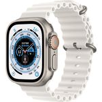 Apple Watch Ultra Smartwatch GPS + Cellular, 49mm, Titangehäuse, Ocean Armband Weiß (MNHF3FD/A)