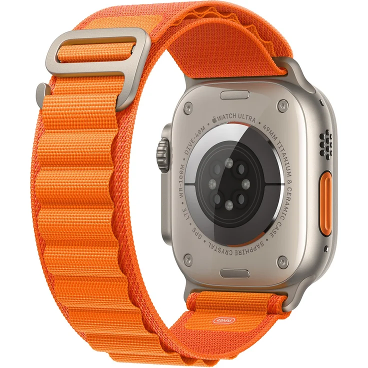 Apple Watch Ultra Smartwatch GPS + Cellular, 49mm, Titangehäuse, Alpine Loop Orange - Medium (MQFL3FD/A) – Bild 3