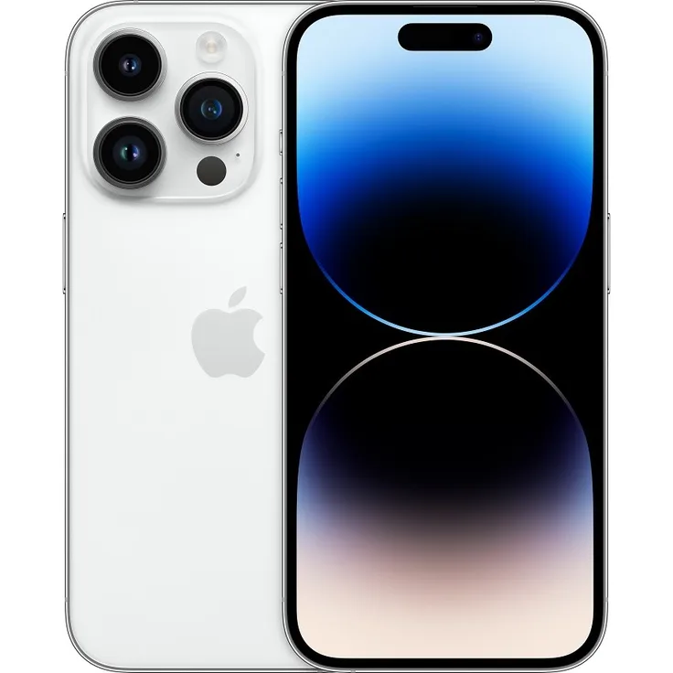 Apple iPhone 14 Pro 5G Smartphone 15,494cm (6,1 Zoll) OLED-Display, 256GB interner Speicher, 6GB RAM, iOS 16, Silver (MQ103ZD/A)