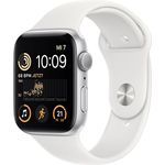 Apple Watch SE 2022 (2. Generation) GPS, 44mm, Aluminiumgehäuse Silber, Sportarmband Weiß