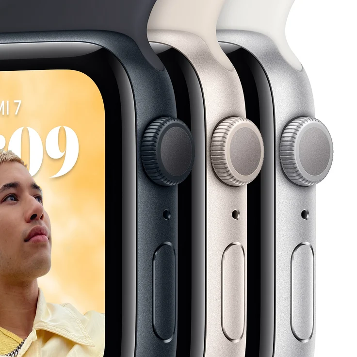 Apple Watch SE 2022 (2. Generation) GPS, 44mm, Aluminiumgehäuse Mitternacht, Sportarmband Mitternacht – Bild 3