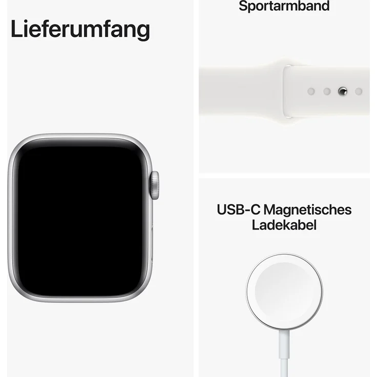 Apple Watch SE 2022 (2. Generation) GPS, 44mm, Aluminiumgehäuse Silber, Sportarmband Weiß – Bild 9
