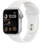 Apple Watch SE GPS (2. Generation), 40mm, Aluminiumgehäuse Silber, Sportarmband Weiß