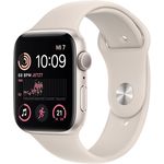 Apple Watch SE 2022 (2. Generation) Smartwatch GPS, 44mm, Aluminiumgehäuse Polarstern, Sportarmband Polarstern (MNJX3FD/A)