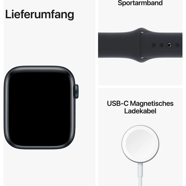 Apple Watch SE 2022 (2. Generation) Smartwatch GPS + Cellular, 44mm, Aluminiumgehäuse Mitternacht, Sportarmband Mitternacht (MNPY3FD/A) – Bild 9