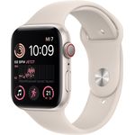 Apple Watch SE 2022 (2. Generation) Smartwatch GPS + Cellular, 44mm, Aluminiumgehäuse Polarstern, Sportarmband Polarstern (MNPT3FD/A)