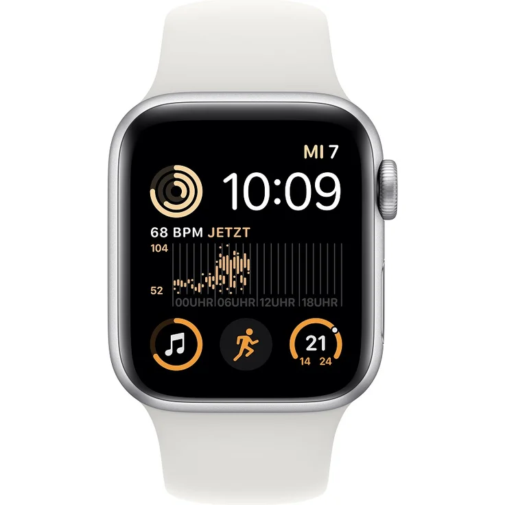 Apple Watch SE GPS + Cellular (2. Generation) , 40mm, Aluminiumgehäuse Silber, Sportarmband Weiß – Bild 2