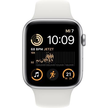 Apple Watch SE 2022 2. Generation Smartwatch GPS Cellular 44mm Aluminiumgehause Silber Sportarmband WeiB MNQ23FD A Tests Infos Preisvergleich