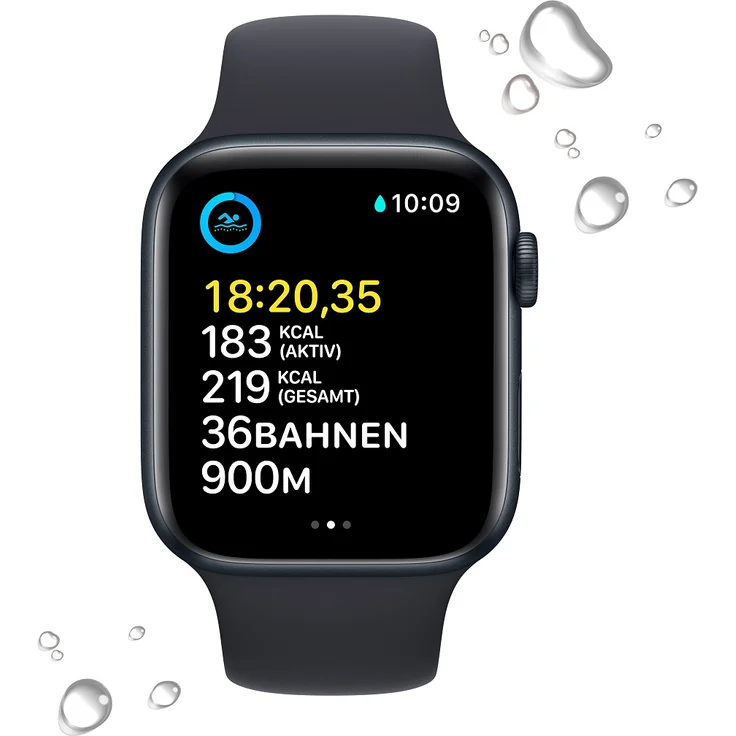 Apple Watch SE 2022 (2. Generation) Smartwatch GPS + Cellular, 44mm, Aluminiumgehäuse Mitternacht, Sportarmband Mitternacht (MNPY3FD/A) – Bild 4