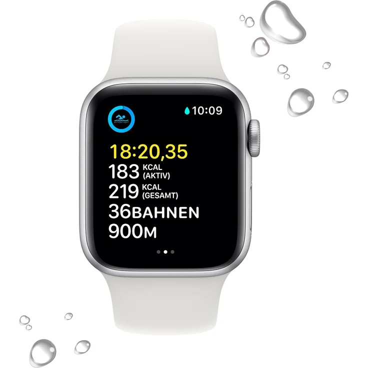 Apple Watch SE GPS + Cellular (2. Generation) , 40mm, Aluminiumgehäuse Silber, Sportarmband Weiß – Bild 4