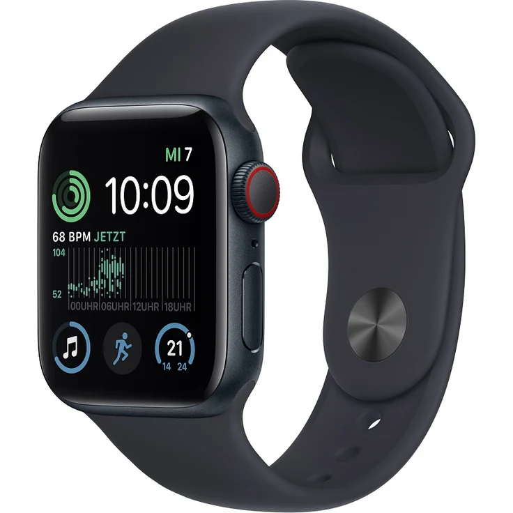 Apple Watch SE GPS + Cellular (2. Generation), 40mm, Aluminiumgehäuse Mitternacht, Sportarmband Mitternacht – Bild 1