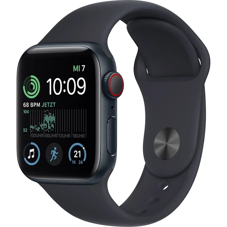 Apple Watch SE GPS + Cellular (2. Generation), 40mm, Aluminiumgehäuse Mitternacht, Sportarmband Mitternacht