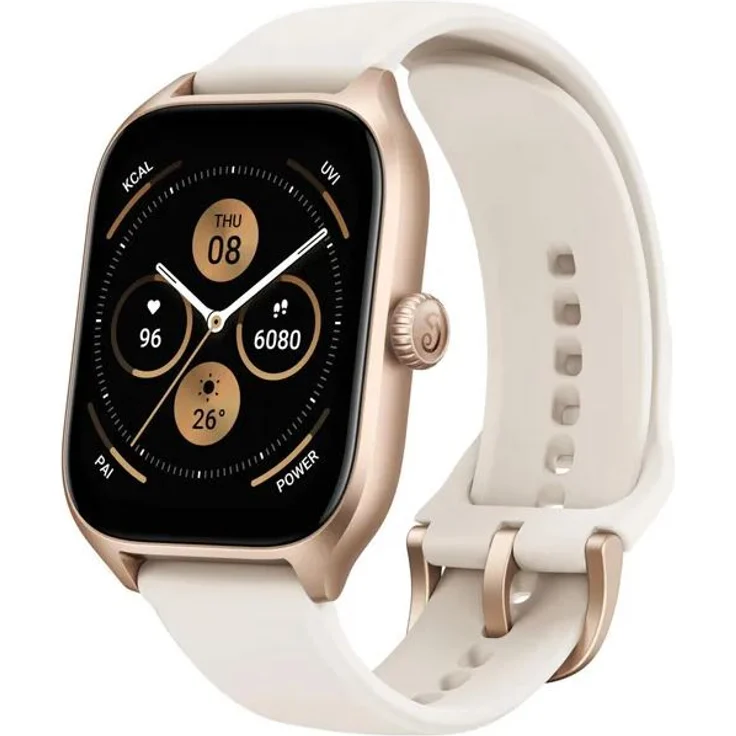 Amazfit GTS 4 Smartwatch GPS, Damen, Einheitsgröße, Kunststoffarmband, Misty White – Bild 1