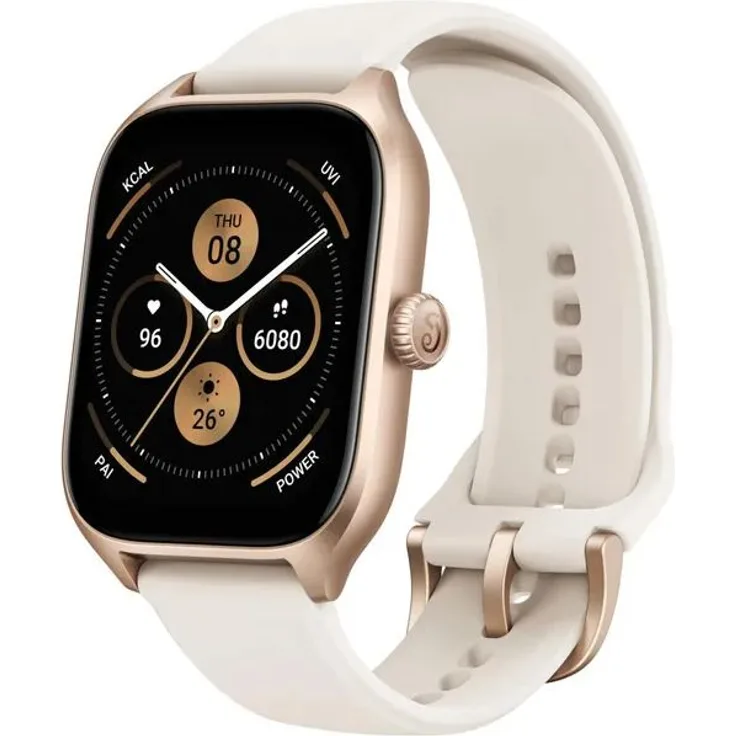 Amazfit GTS 4 Smartwatch GPS, Damen, Einheitsgröße, Kunststoffarmband, Misty White