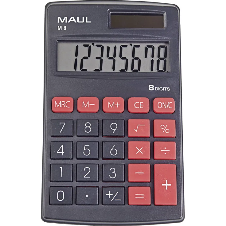 Maul M 8 Taschenrechner Schwarz Display (Stellen): 8 batteriebetrieben, solarbetrieben