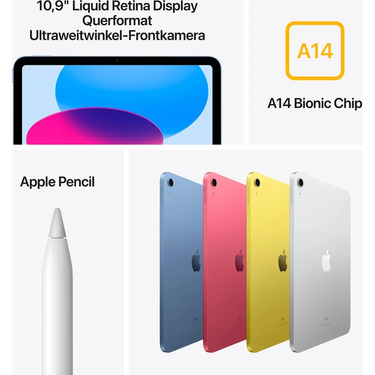 Apple iPad 10,9" (2022) 10. Gen. Quad-HD Auflöung, WiFi-Tablet, Apple A14 Bionic Chip, 64 GB Speicher, iPadOS, Blau (MPQ13FD/A) – Bild 5