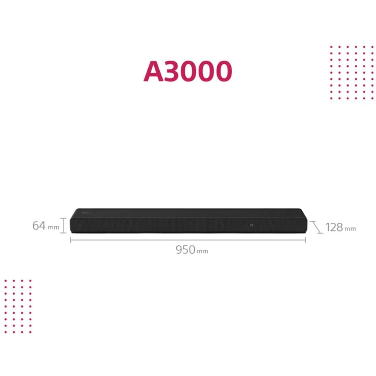 SONY HT-A3000 3.1 System Soundbar ohne Subwoofer, schwarz – Bild 3
