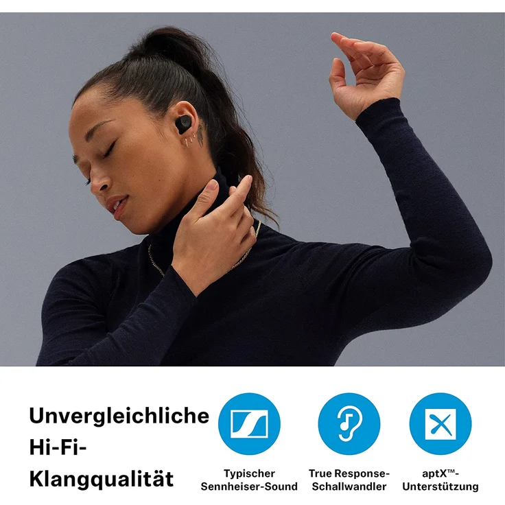 Sennheiser Momentum True Wireless 3 In-Ear-Kopfhörer mit Bluetooth, Mikrofon und Bedienleiste, schwarz – Bild 4