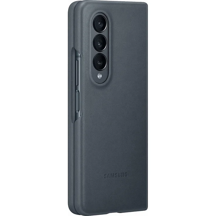 Samsung Leather Cover EF-VF936, geeignet für Samsung Galaxy Z Fold 4, Smartphone Cover Handy-Hülle, echtes Leder, Schutz Case, stoßfest, Premium, grau, grün (EF-VF936LJEGWW) – Bild 3