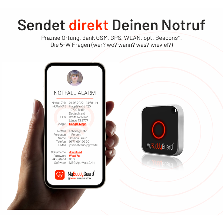 MyBuddyGuard 1.0 Single Button - Dein weltweiter Schutzengel, schwarz (CH01) – Bild 3