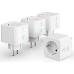 Woox Steckdose 4 Stück - Stromverbrauch messen, WLAN Steckdose mit Stromzähler 16 A, Zeitschaltuhr, Sprachsteuerung kompatibel mit Amazon Alexa/Google Home, weiß (‎R6113)