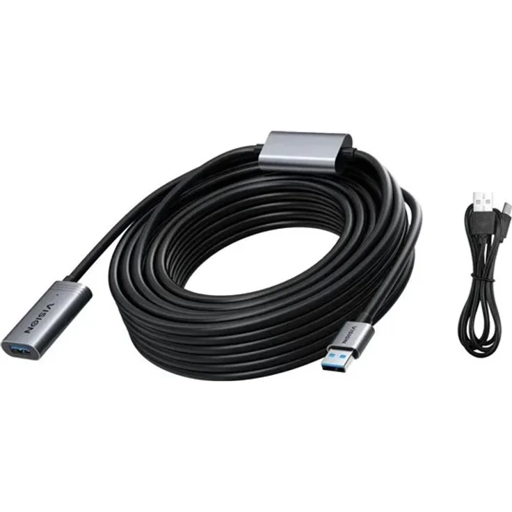 Vision USB-Verlängerungskabel, USB Type A (M/W) aktiv, USB 3.0, 10 m, schwarz