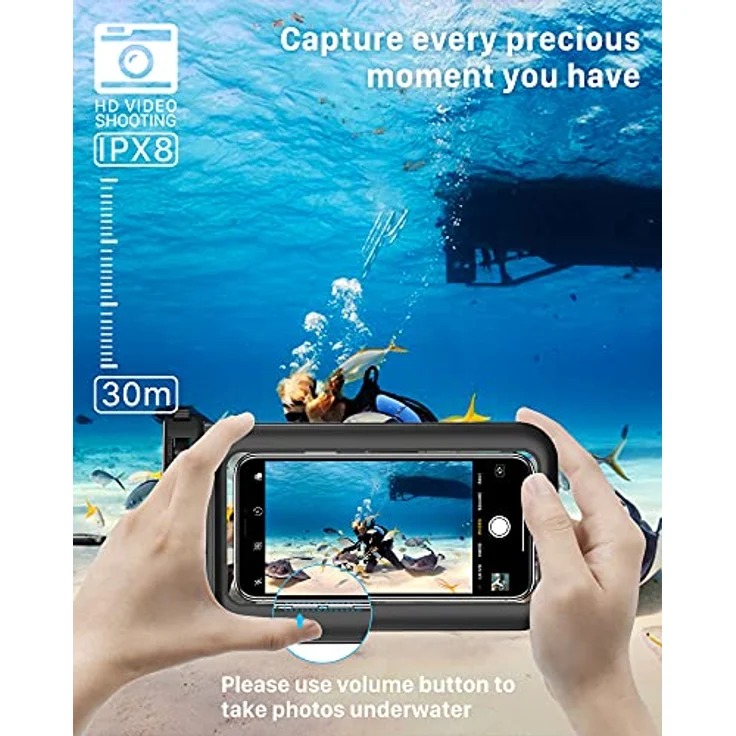 YOSH wasserdichte Handyhülle 6,8 Zoll, Unterwasser Handyhülle für Schwimmen, IPX8 Wasserfeste Handyhülle Kompatibel mit iPhone 14 13 12 11 (Schwarz) – Bild 2